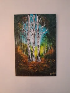 schilderij met berkenbomen